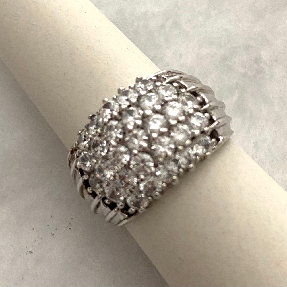 Diamonique Sterling Silver Ring With CZ Stones